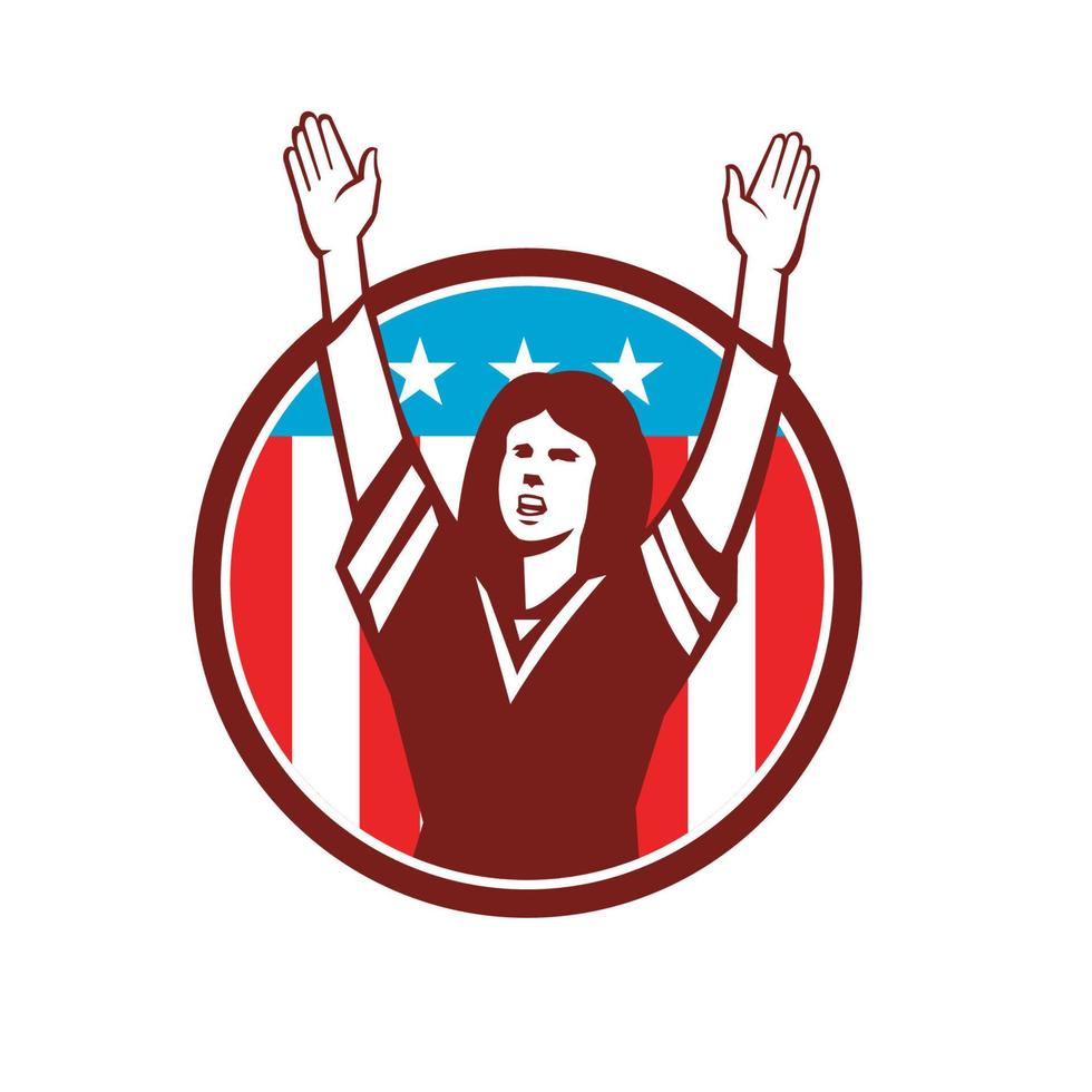 círculo de fanáticos del fútbol americano femenino retro vector