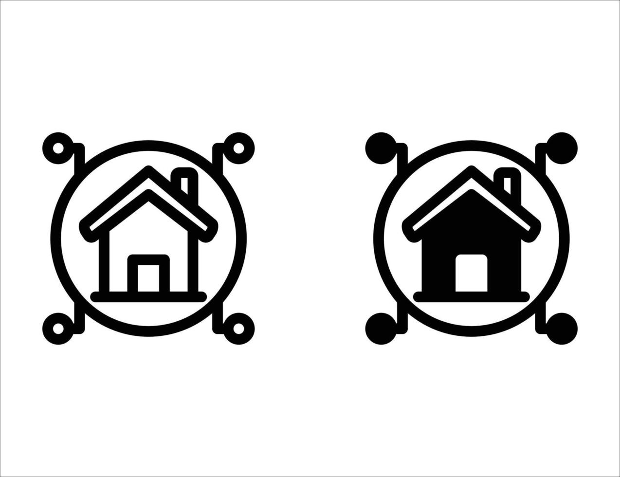 smart home icon. outline icon and solid icon vector