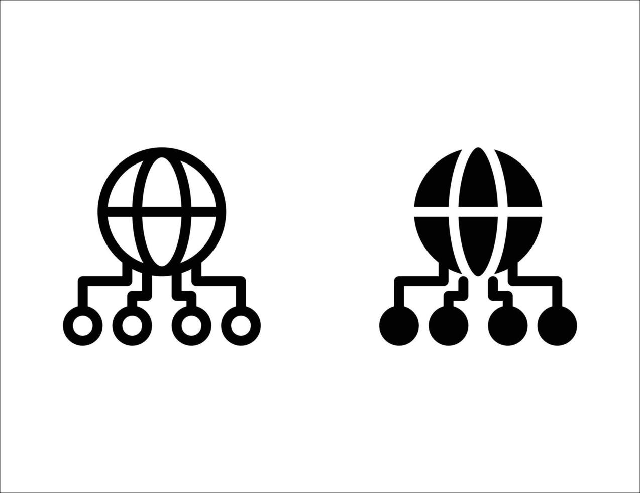 network connection icon. outline icon and solid icon vector