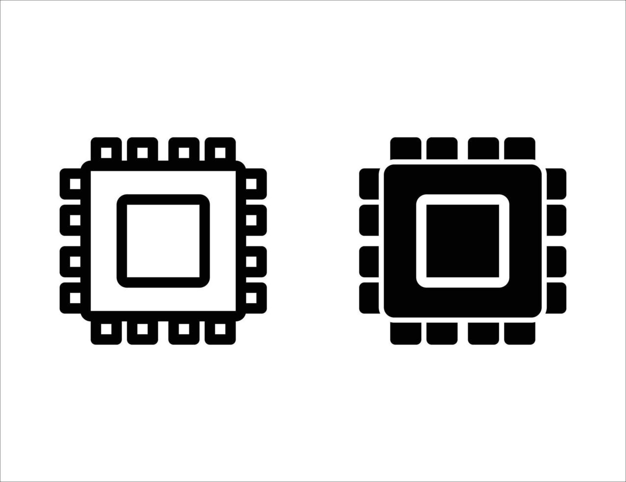microprocessor icon. outline icon and solid icon vector