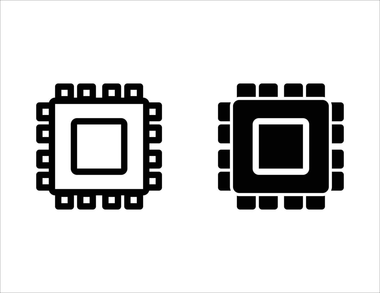 icono de microprocesador. icono de contorno e icono sólido vector