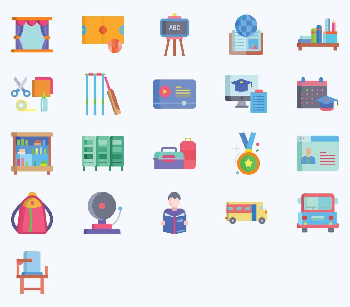 conjunto de iconos simples de iconos de línea vectorial de la escuela y la academia. contiene íconos como bolsa, libro, estudiante, clase, experimento y más íconos web establecidos. colección de conjunto de vectores. 512x512 píxeles perfectos. vector