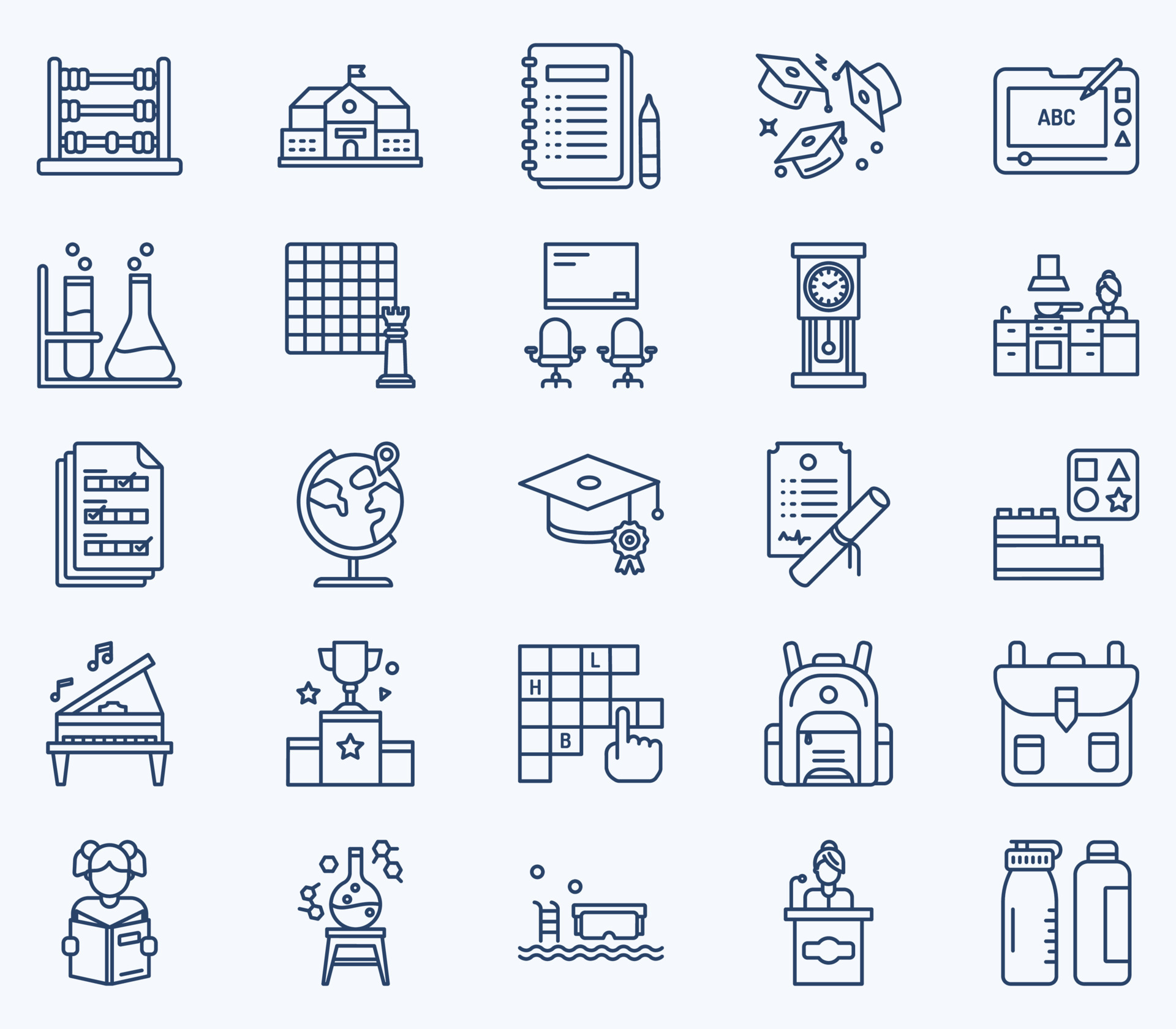 Simple icon set of School and academy Vector Line Icons. Contains such ...
