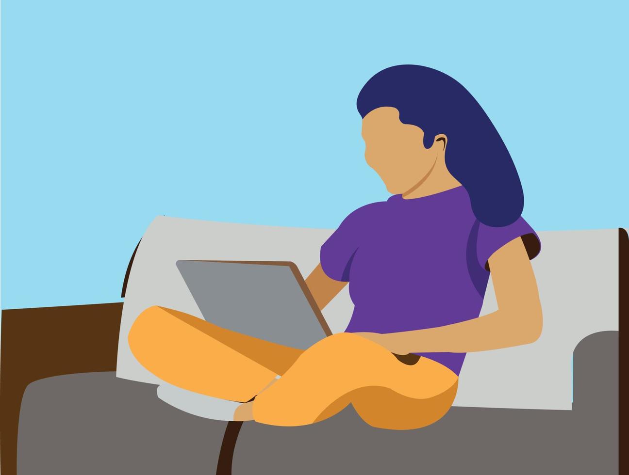 chica navegando por internet personaje plano vector