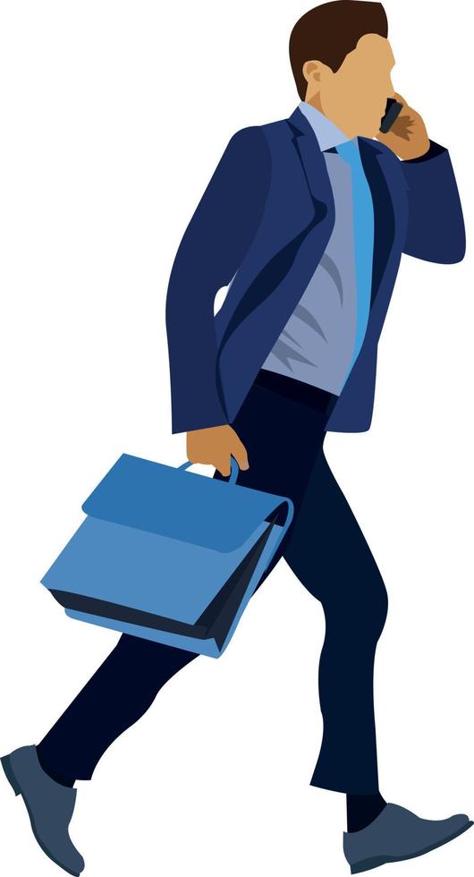 Business man Running  On Office Flat Vector Illustration