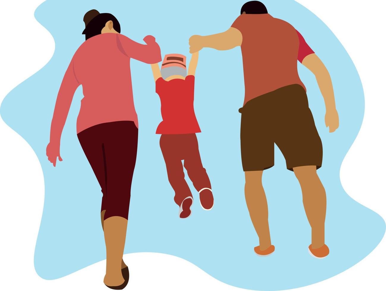 Family Enjoy Moment Flat Vector Illustration