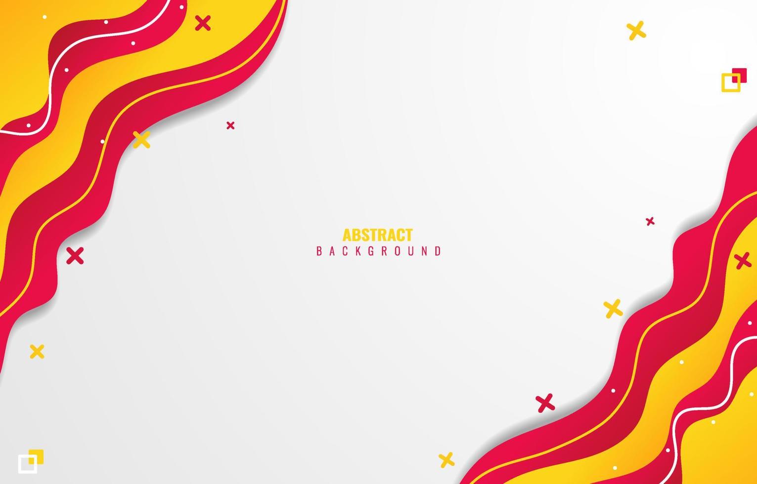 abstract red yellow liquid background with memphis elements vector