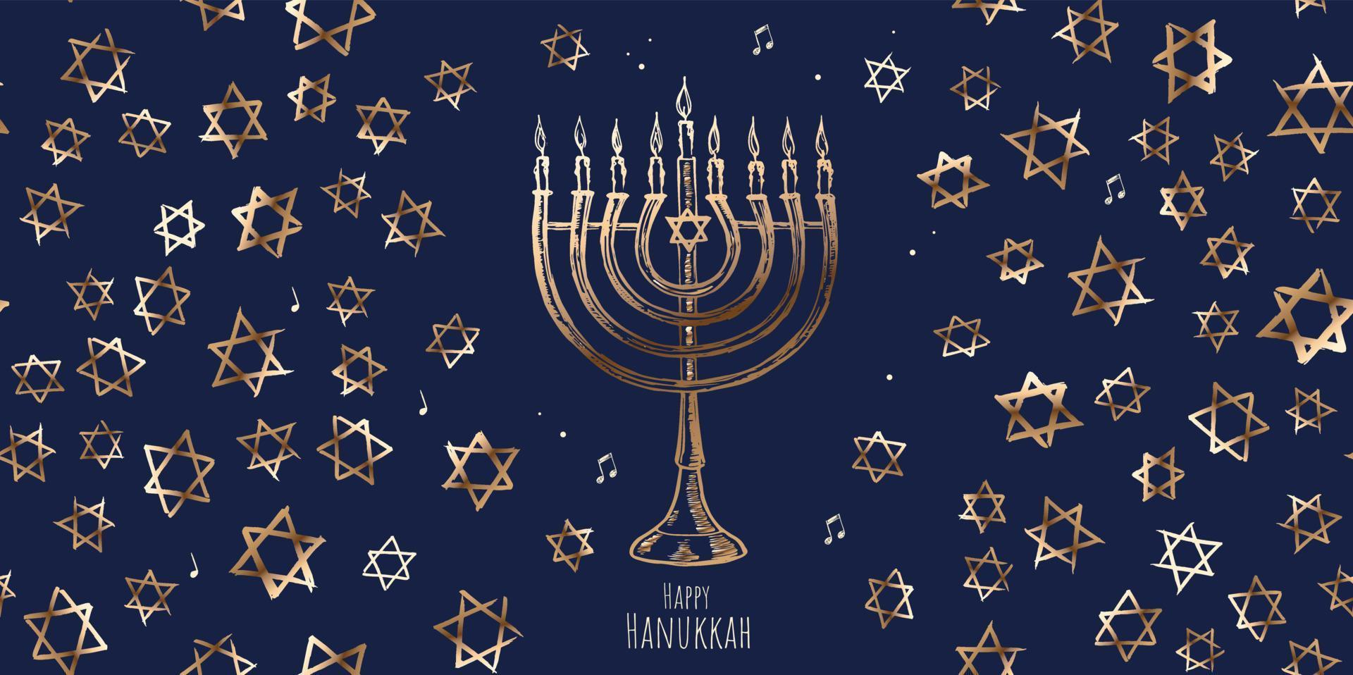 fondo azul de hanukkah, estrellas hebreas de david. ilustración vectorial vector