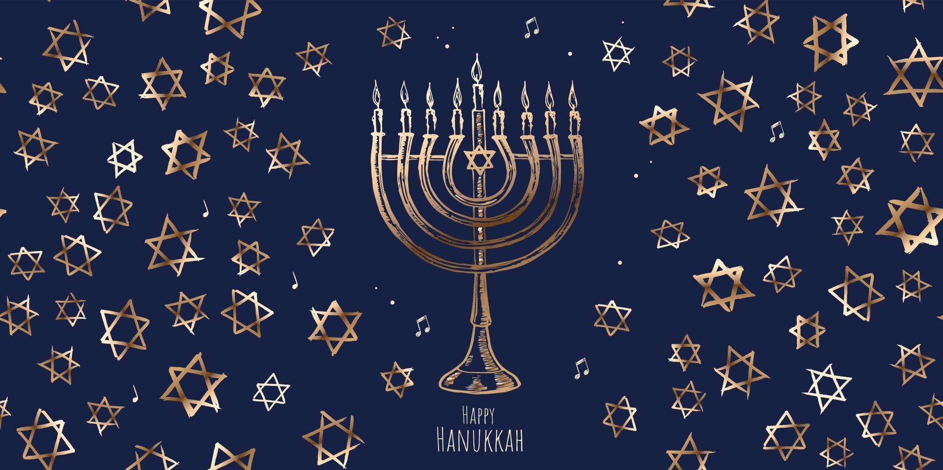 Hanukkah blue background, Hebrew David stars. Vector illustration.