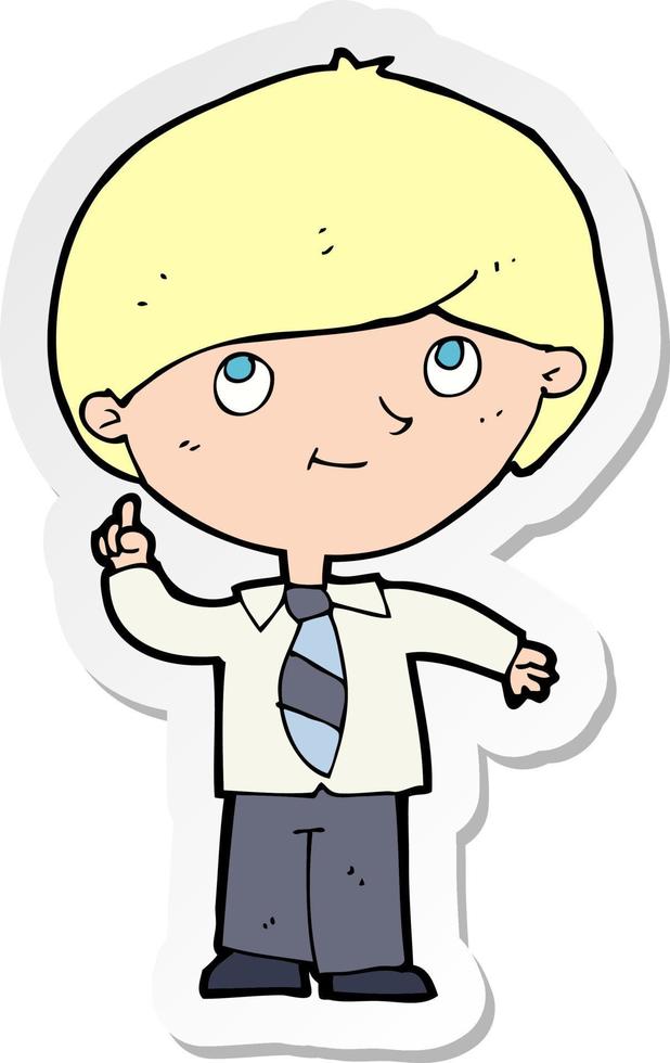 sticker of a cartoon boy with idea vector