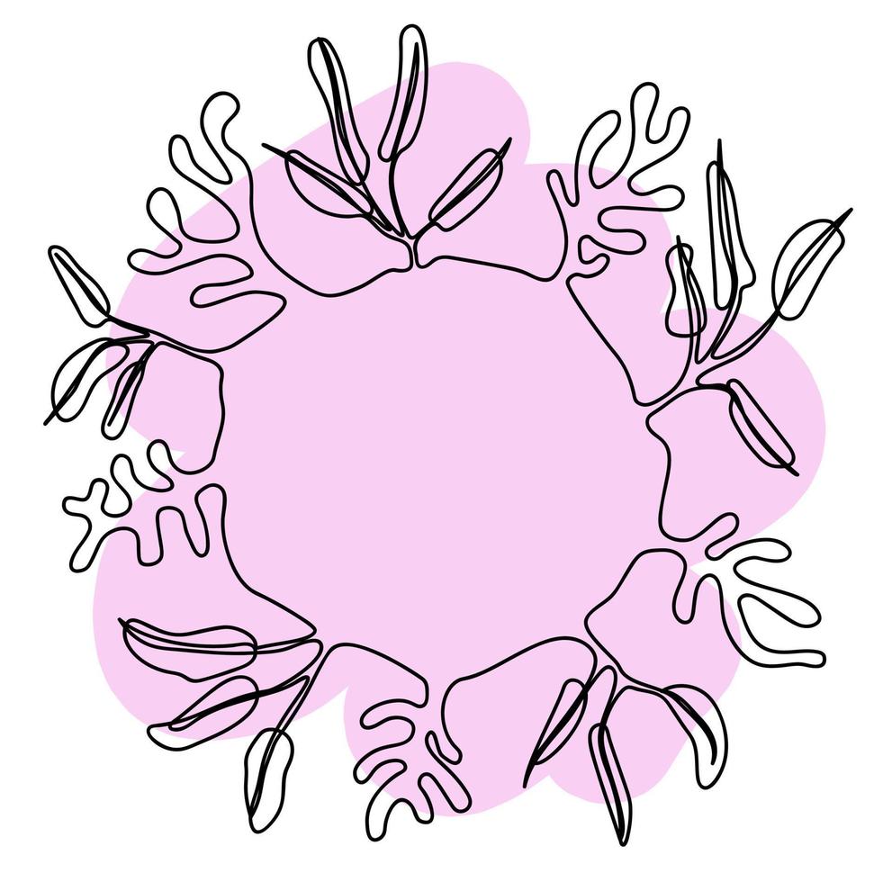 Floral art frame line. Simple design in the style of line art. vector