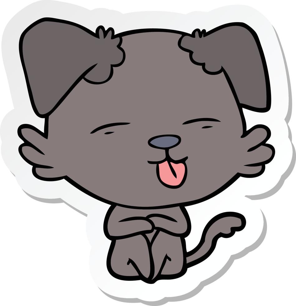 sticker of a cartoon dog sticking out tongue vector