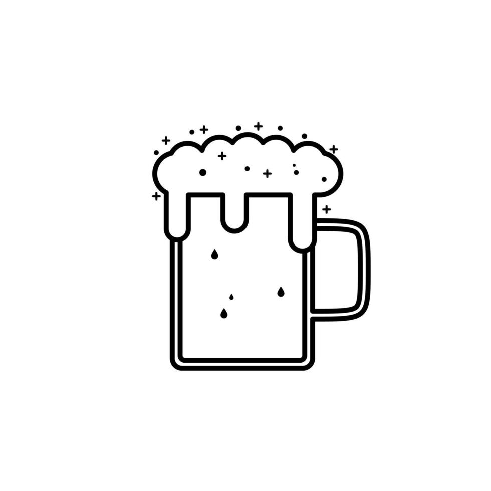 icono de taza con soda y espuma sobre fondo blanco. simple, línea, silueta y estilo limpio. en blanco y negro. adecuado para símbolo, signo, icono o logotipo vector