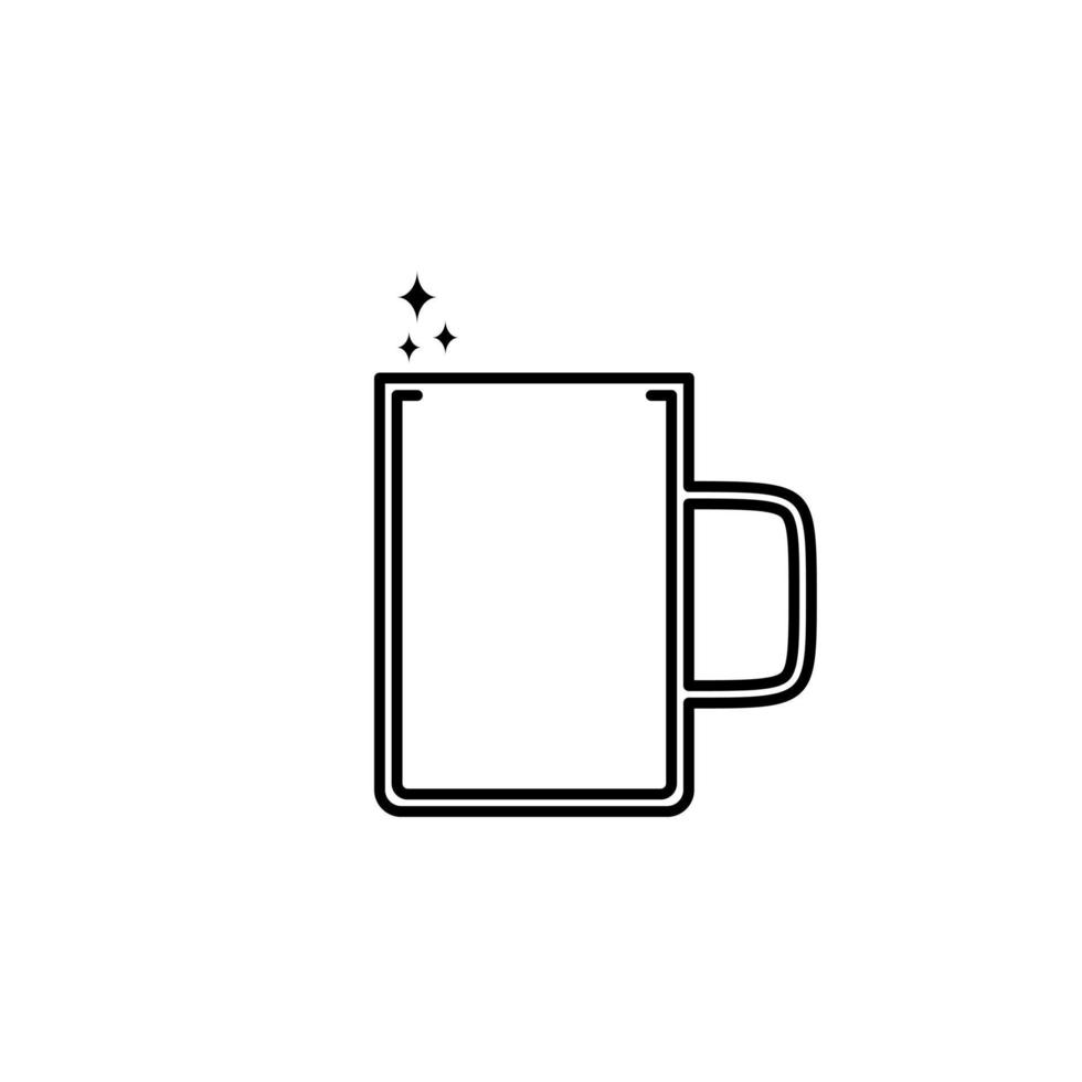 sparkling mug icon on white background. simple, line, silhouette and clean style. black and white. suitable for symbol, sign, icon or logo vector