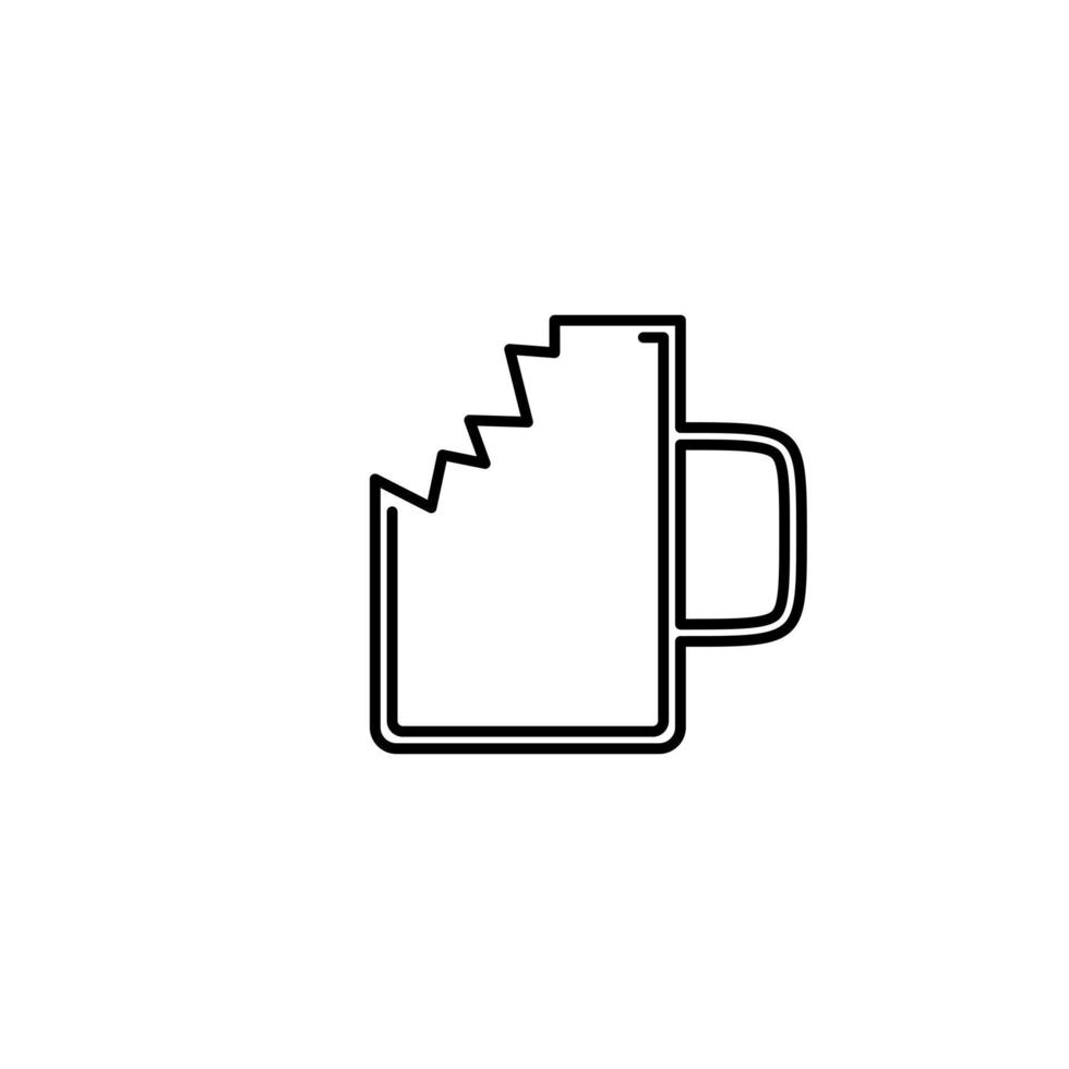 crushed mug icon with on white background. simple, line, silhouette and clean style. black and white. suitable for symbol, sign, icon or logo vector