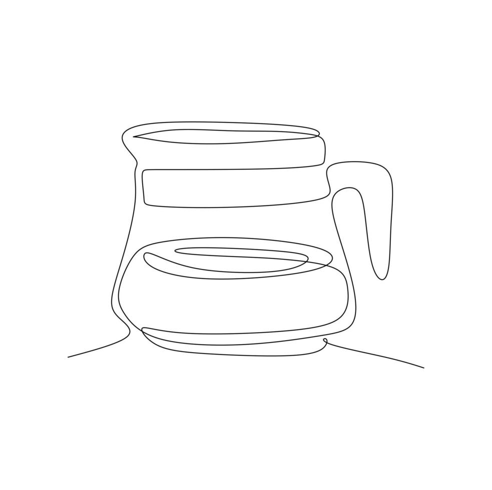 Coffee Maker Pot V60 Drip Kettle. Continuous single line drawing vector illustration hand drawn style design for food and beverages concept