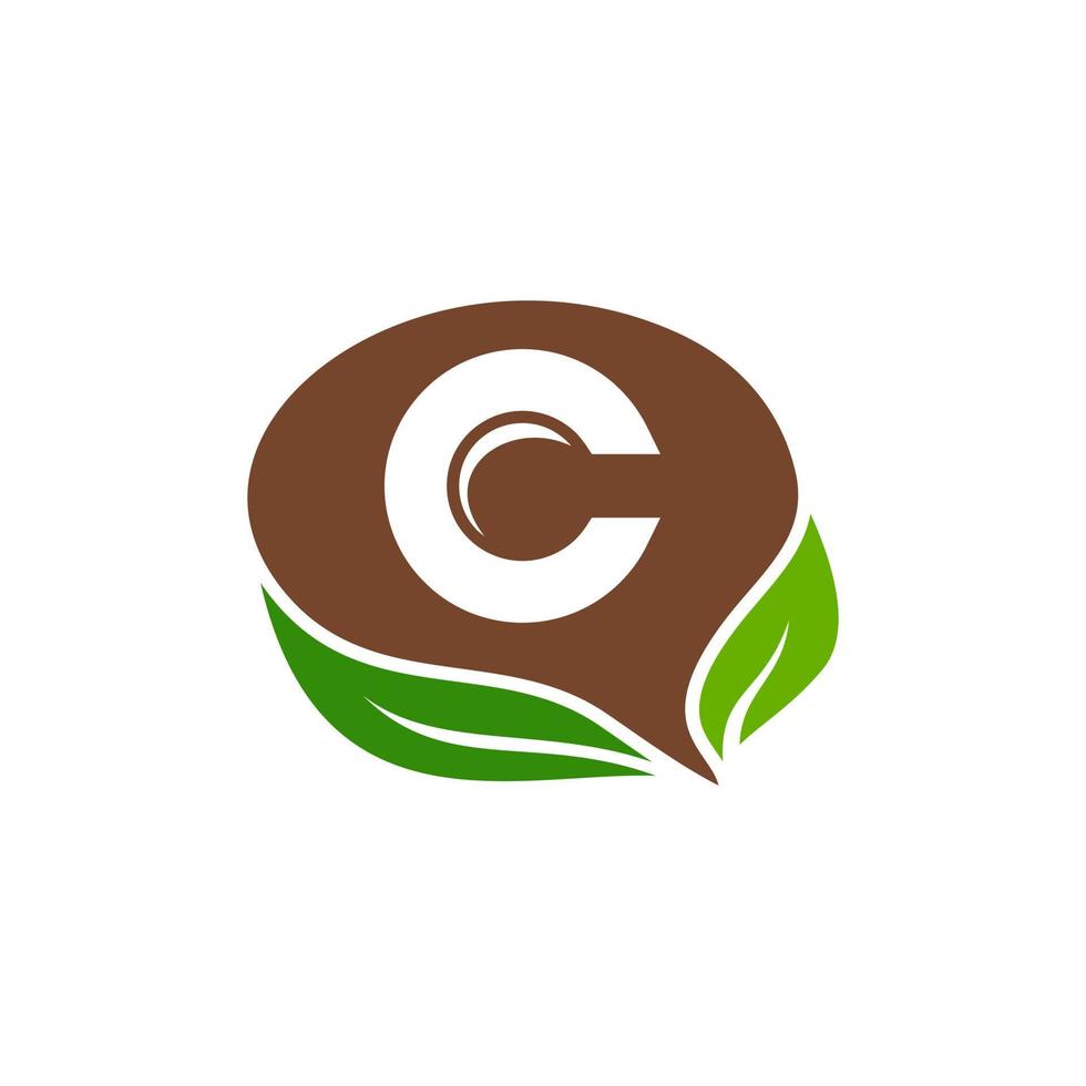 Brain Leaf Combination With Letter C,Elegant Minimalist Style Logo Design Editable vector