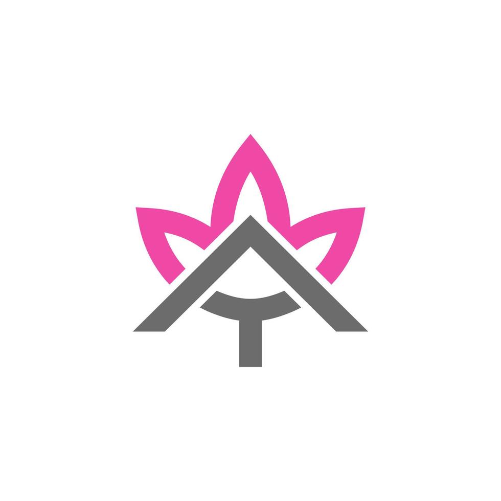 Letter A Combination With Lotus,Elegant Minimalist Style Logo Design vector