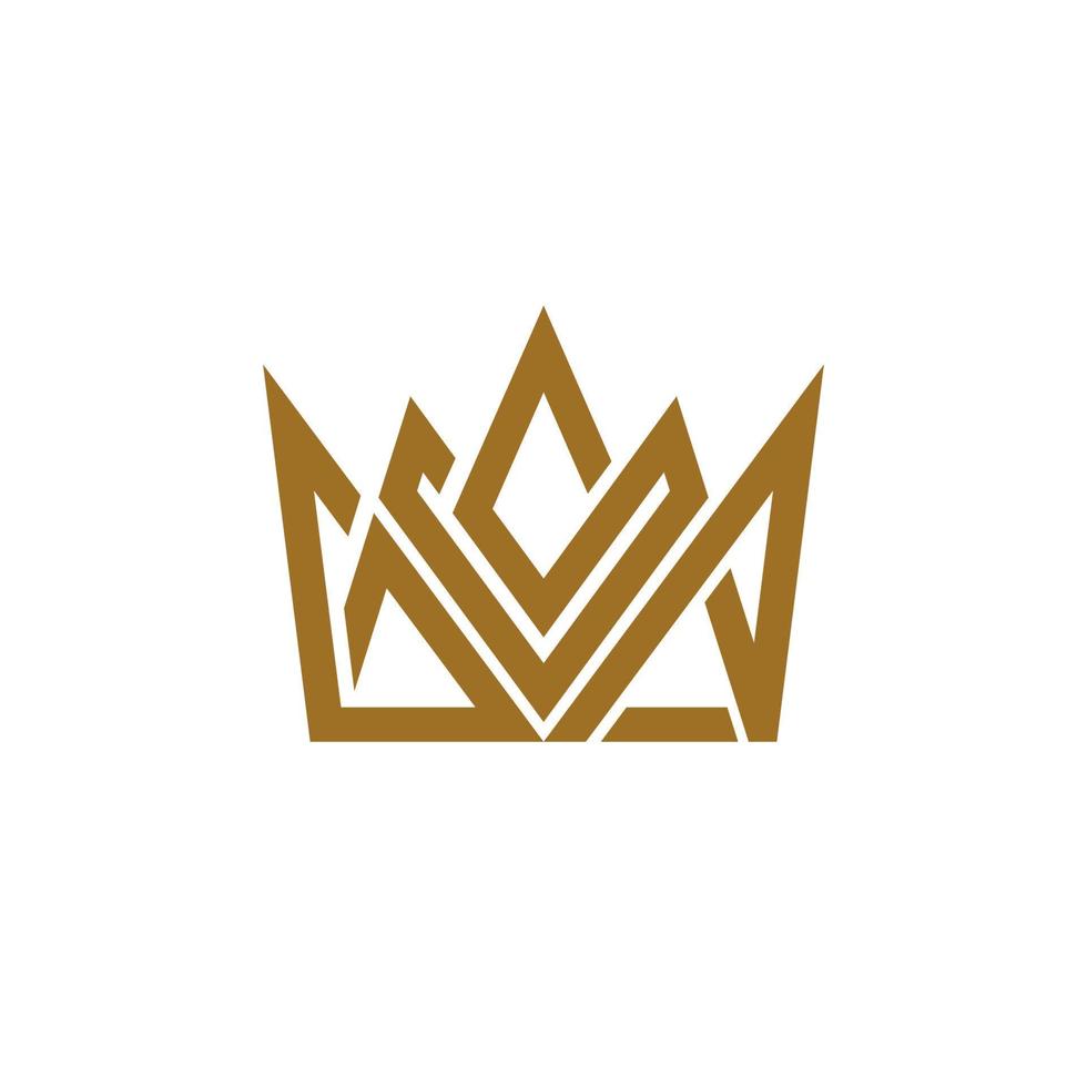 Letter GSP Combination With Crown,Minimalist Line Art Style Logo Design Editable vector