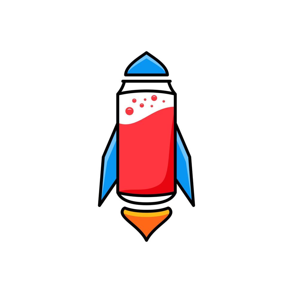 Rocket Combination With Bottle,Cartoon Style Logo Design Editable vector