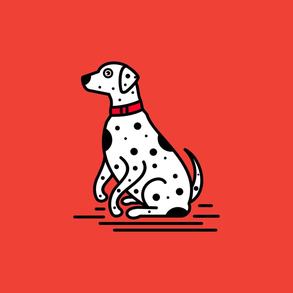 Vector Logo Illustration Dog Sitting ,Simple Mascot Cartoon Style