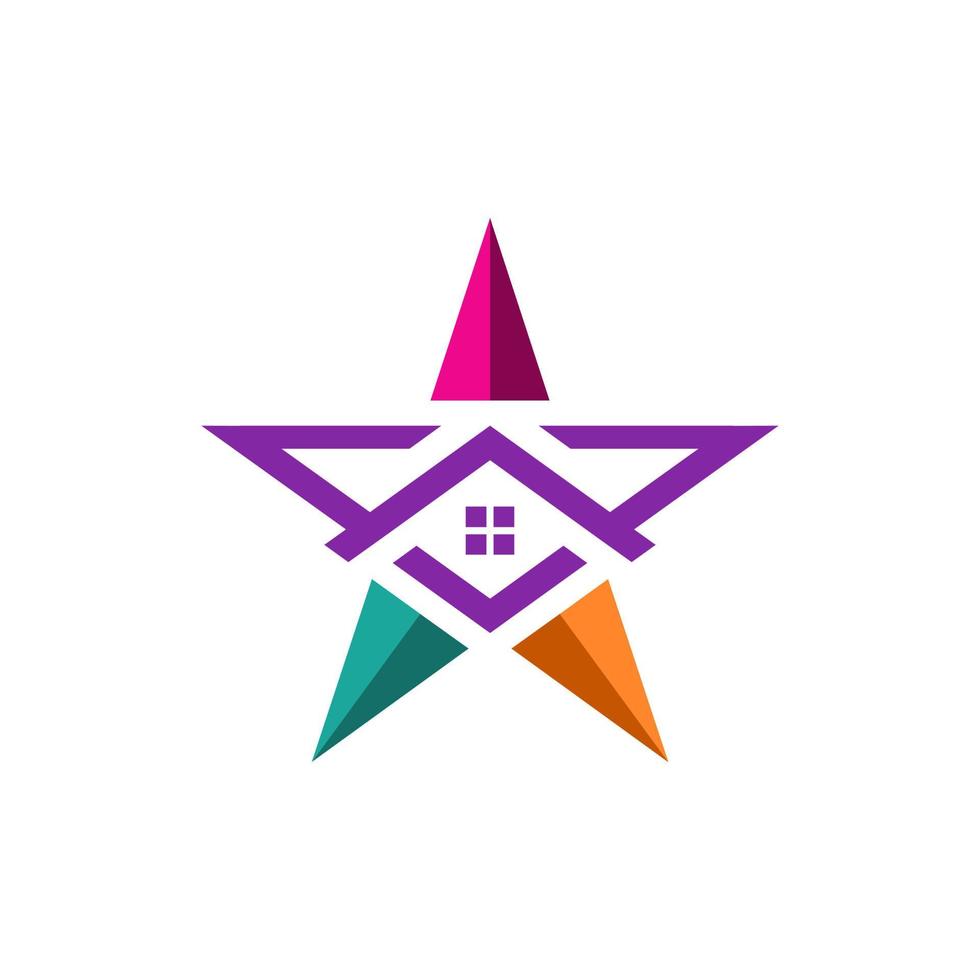 Home Combination With Star,Minimalist Elegant Logo Design Editable vector
