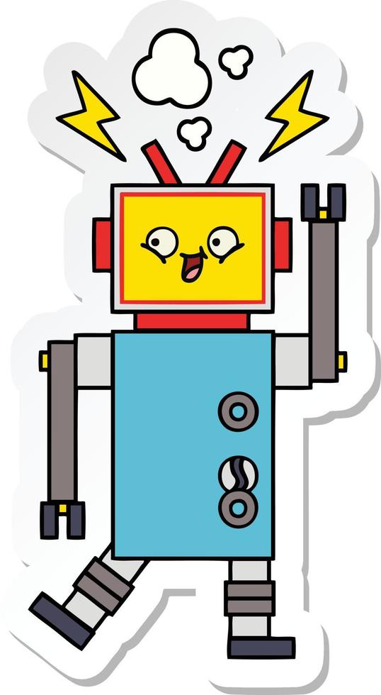 sticker of a cute cartoon robot vector