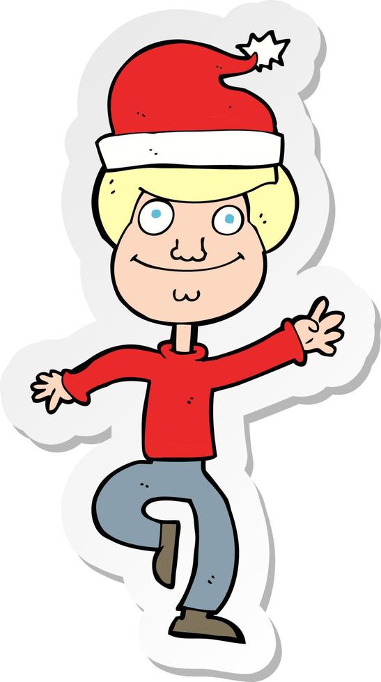 sticker of a cartoon man ready for christmas vector