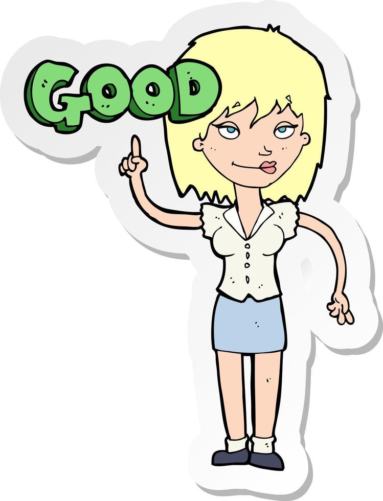 sticker of a cartoon woman doing good vector