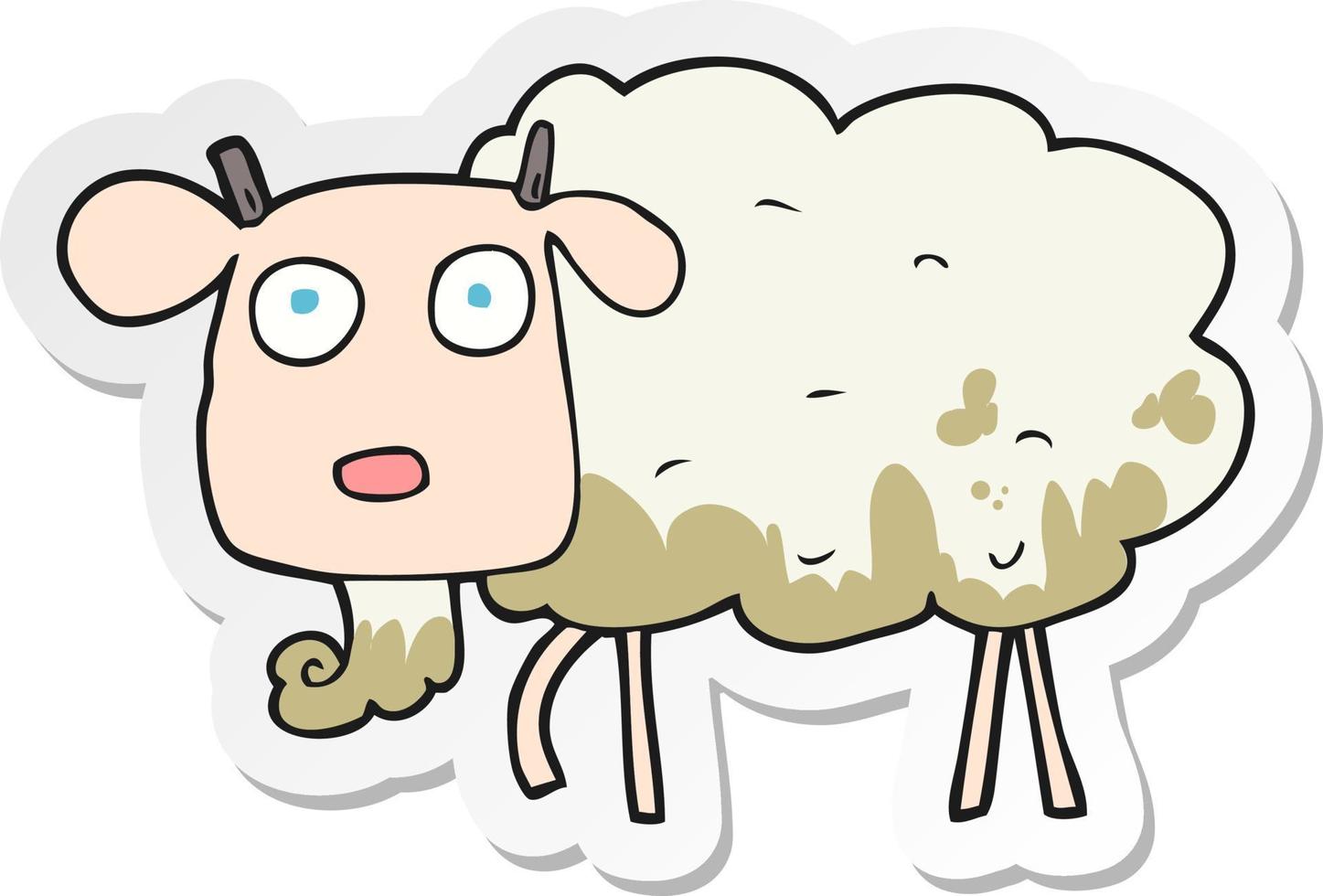 sticker of a cartoon muddy goat vector