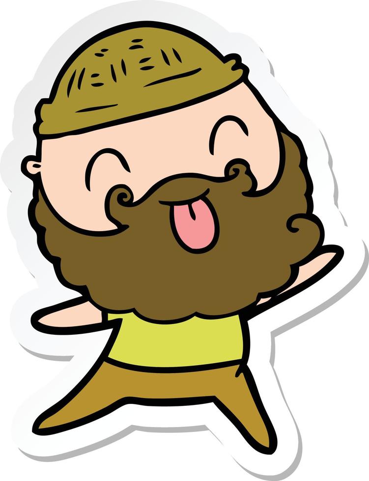 sticker of a man with beard sticking out tongue vector