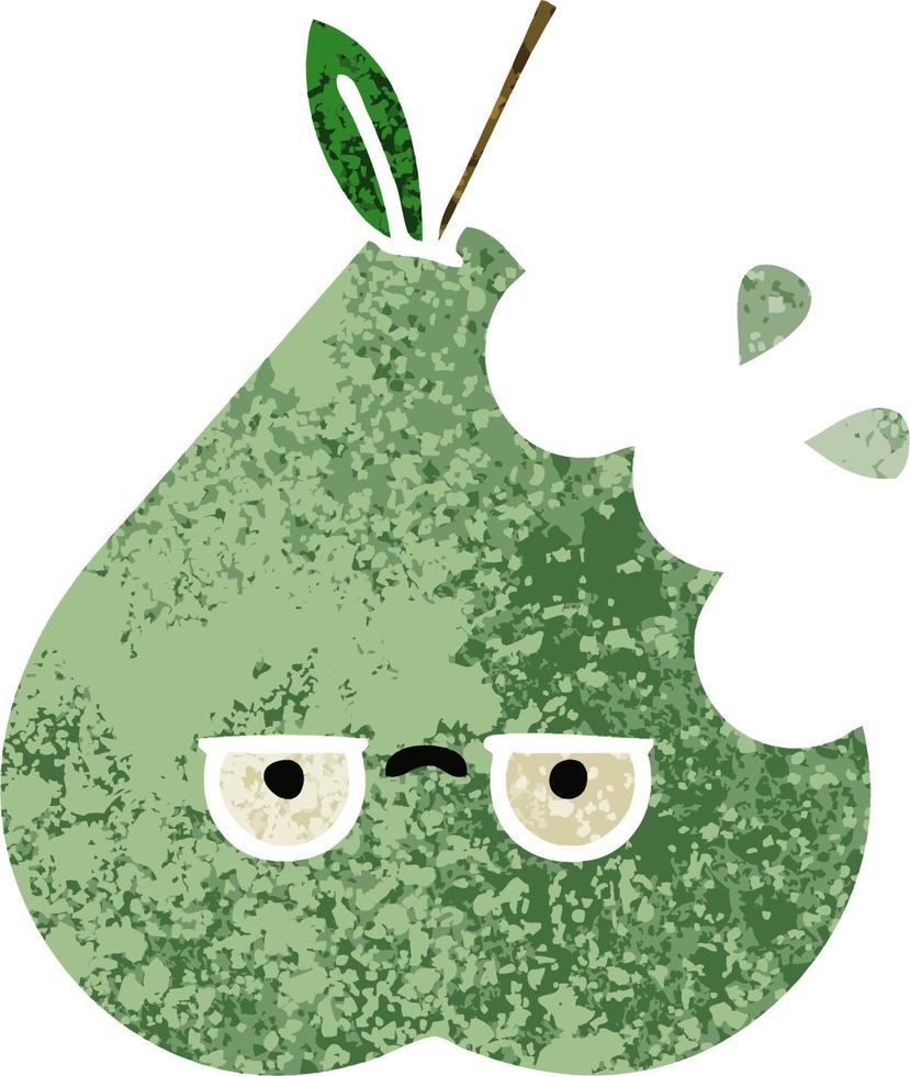 retro illustration style cartoon green pear vector