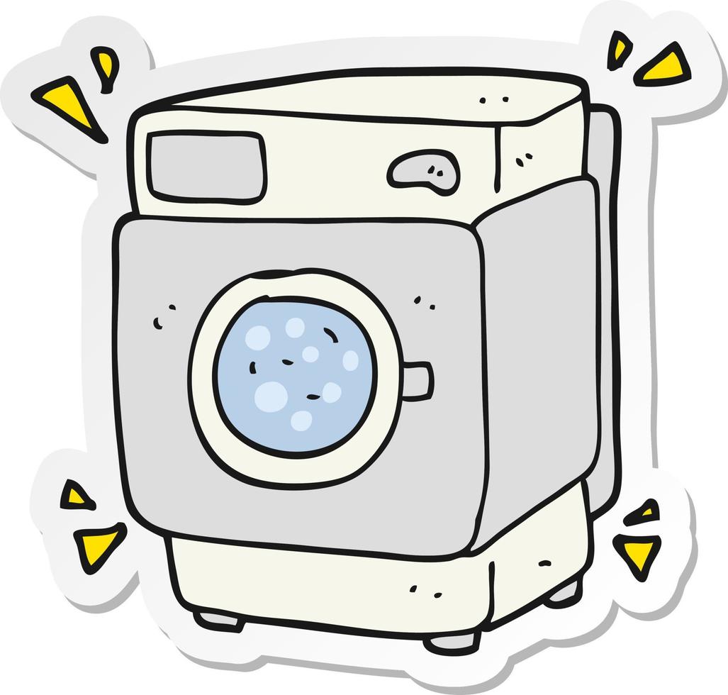 pegatina de una lavadora retumbante de dibujos animados vector