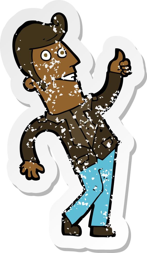 retro distressed sticker of a cartoon man giving thumbs up sign vector