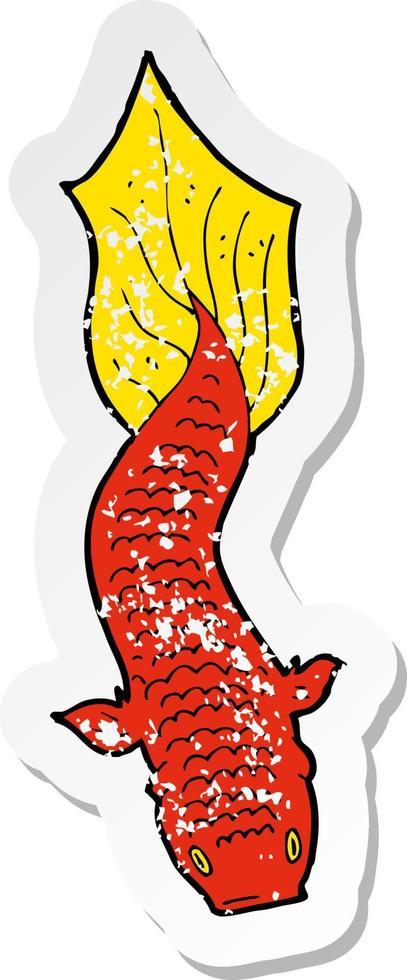 retro distressed sticker of a cartoon fish vector