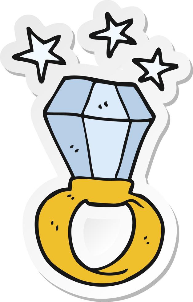 sticker of a cartoon huge engagement ring vector