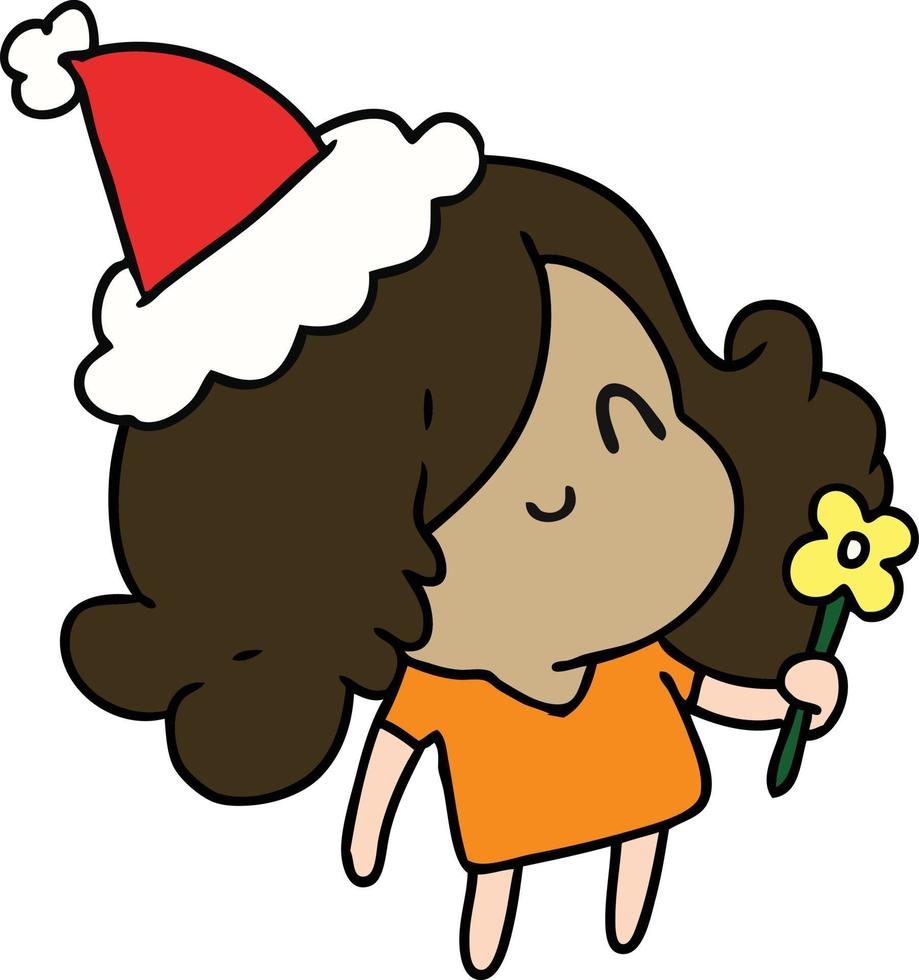 dibujos animados de navidad de chica kawaii vector