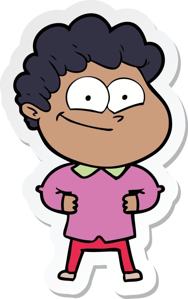 sticker of a cartoon happy man vector