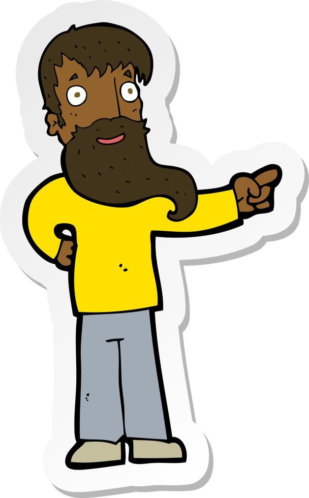sticker of a cartoon man with beard pointing vector
