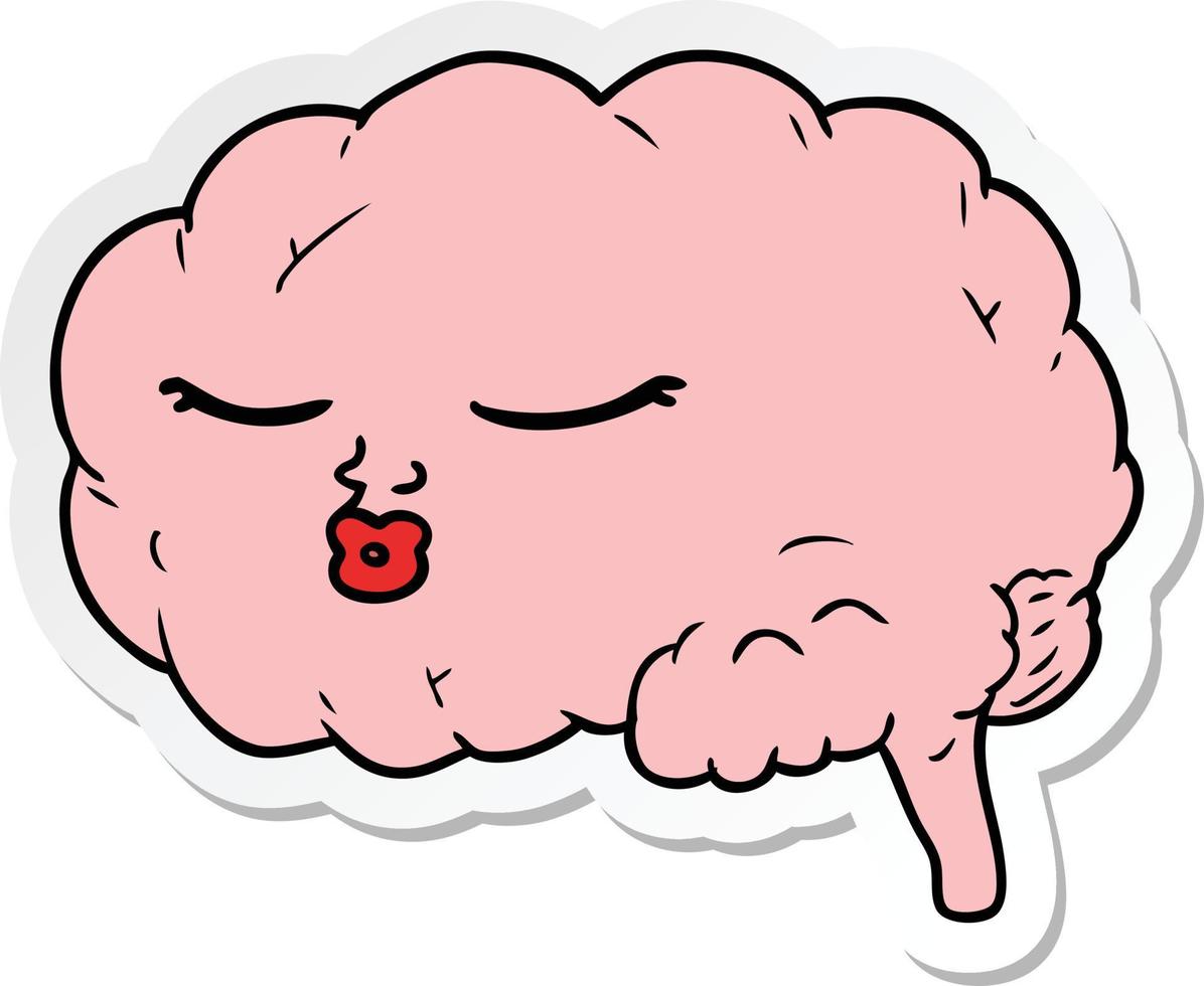 sticker of a cartoon brain vector