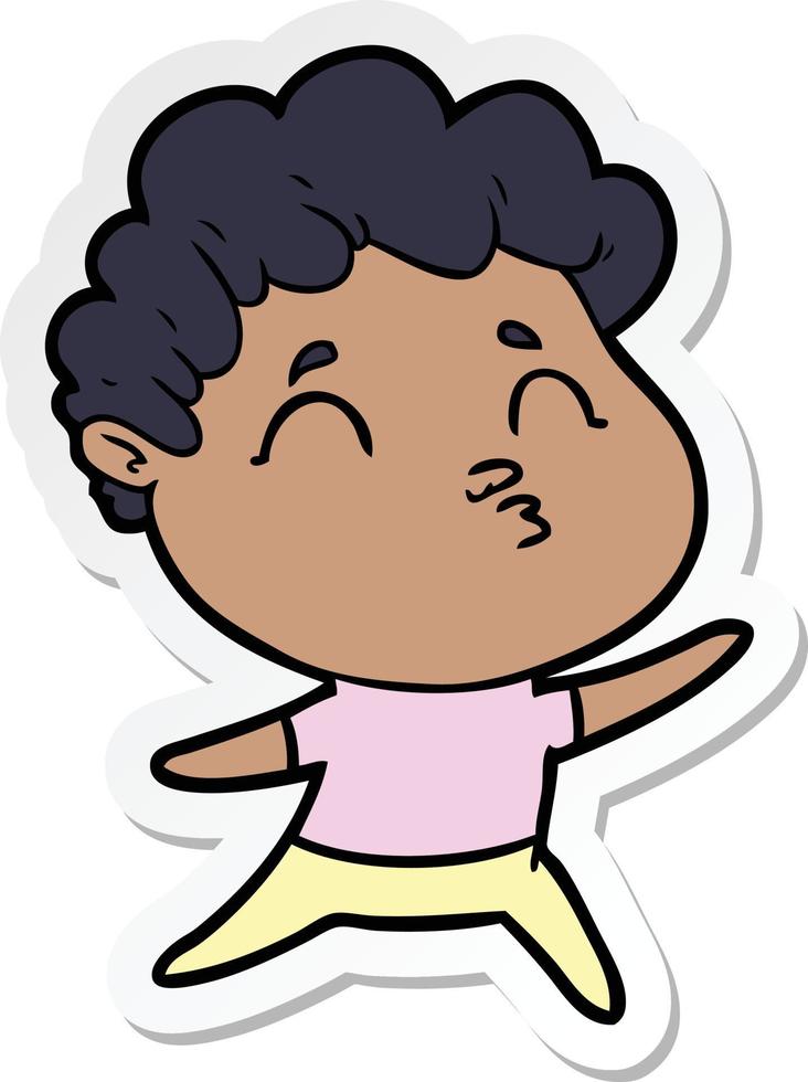 sticker of a cartoon man pouting vector