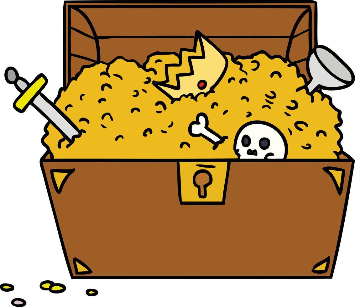 cartoon doodle of a treasure chest vector