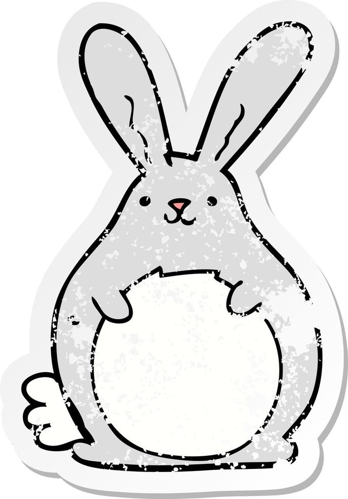 distressed sticker of a cartoon rabbit vector