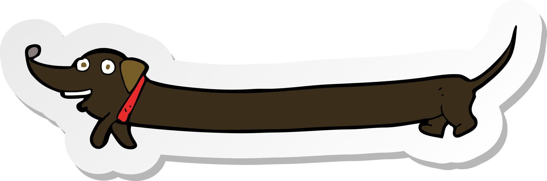 sticker of a cartoon dachshund vector