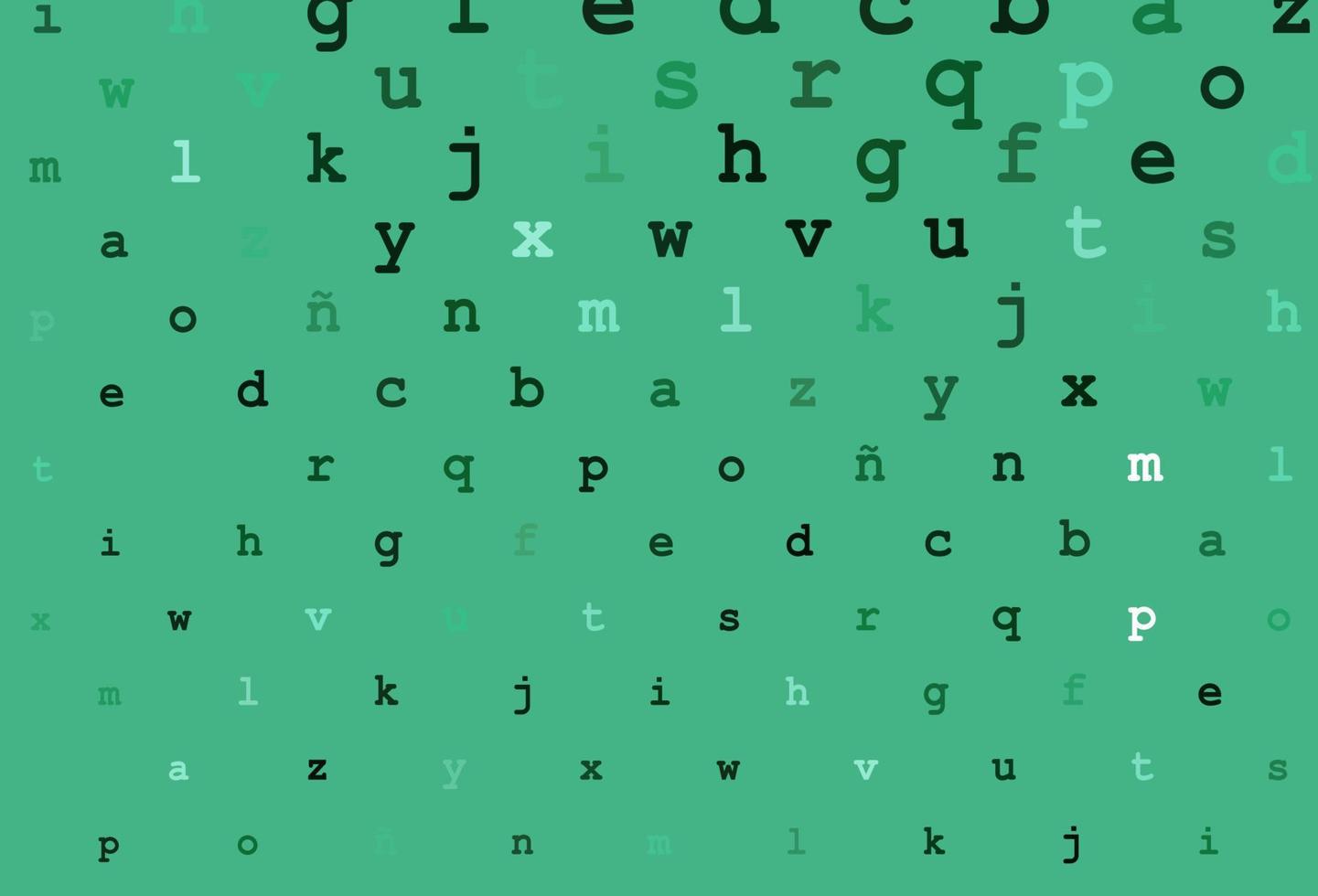 Dark green vector cover with english symbols.