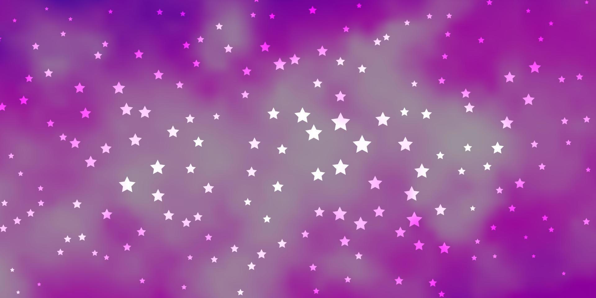 Dark Purple vector background with colorful stars.