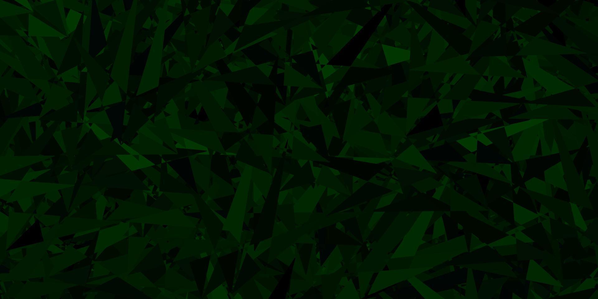 textura de vector verde oscuro con estilo triangular.