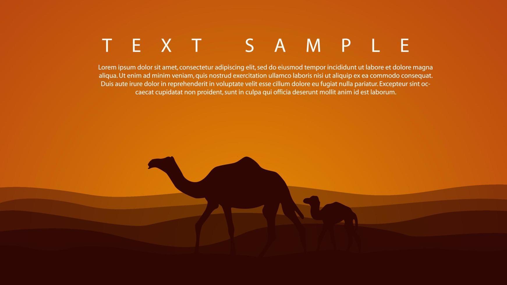 Africa desert nature landscape with animals silhouette vector