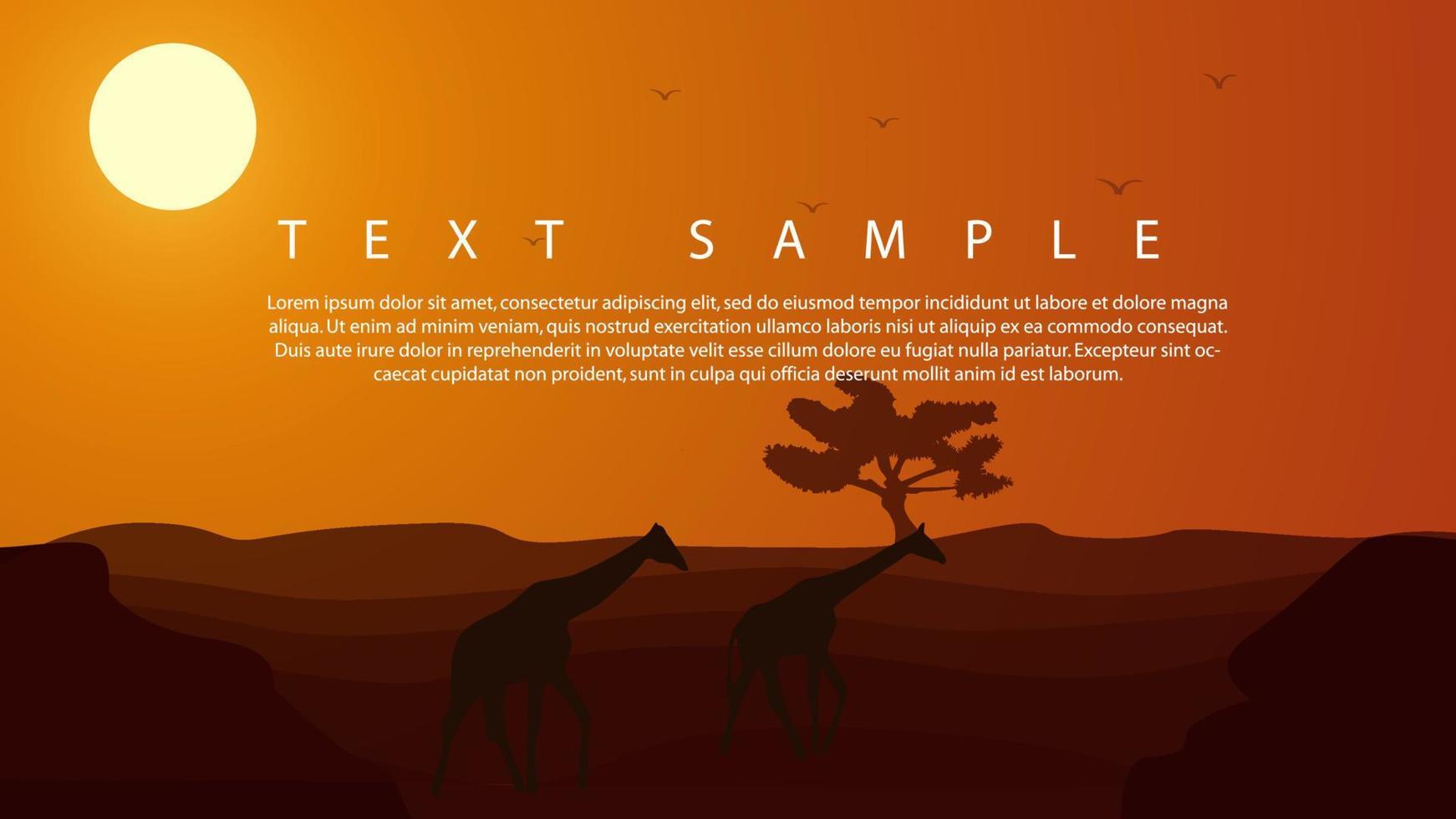Africa desert nature landscape with animals silhouette vector