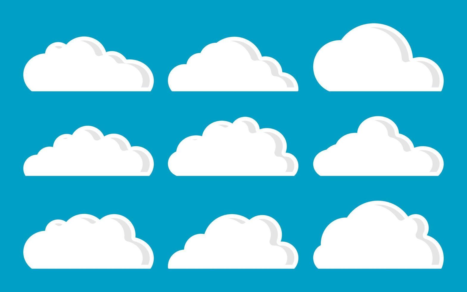 doodle Set of Cloud Icons in trendy flat design style. isolated on blue background. vector illustration